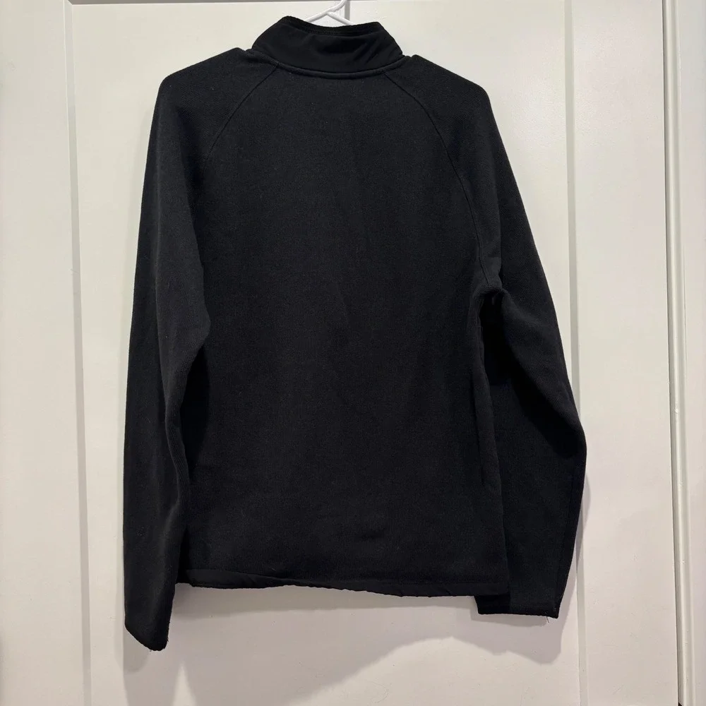 The North Face Mens Full Zip Sweater Fleece Jacket Black Mock Neck Medium
